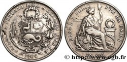 PERU 1 Sol “Liberté” assise 1864 Lima S 