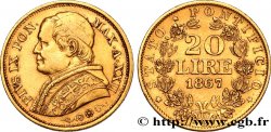 VATICANO E STATO PONTIFICIO 20 Lire Pie IX année XXII 1867 Rome BB/q.SPL 