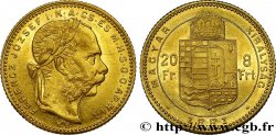 HUNGRíA 20 Francs or ou 8 Forint François-Joseph Ier 1881 Kremnitz