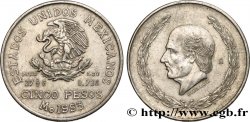 MÉXICO 5 Pesos Bicentenaire de la naissance d’Hidalgo 1953 Mexico MBC+ 