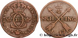 SWEDEN 1/4 Skilling monograme du roi Charles XIII 1817 