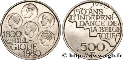 BELGIQUE 500 Francs légende française 150e anniversaire de l’indépendance, portrait des 5 rois / carte de Belgique 1980 Bruxelles