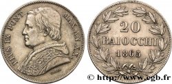 VATICAN ET ÉTATS PONTIFICAUX 20 Baiocchi Pie IX an XX 1865 Rome