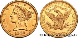 ÉTATS-UNIS D&nbsp;AMÉRIQUE 5 Dollars &nbsp;Liberty&nbsp; 1880 Philadelphie
