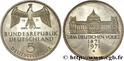 DEUTSCHLAND 5 Mark Centenaire du parlement allemand 1971 Karlsruhe