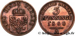 ALEMANIA - PRUSIA 3 Pfenninge Royaume de Prusse écu à l’aigle 1866 Berlin