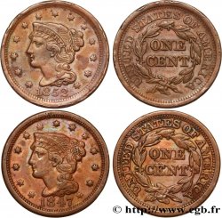 UNITED STATES OF AMERICA Lot de 2 “One Cent Braided Hair” 1847,1852 Philadelphie