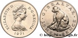 GIBRALTAR 25 New Pence Elisabeth II / singe Magot 1971 