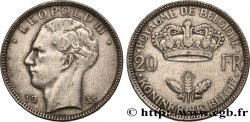 BELGIUM 20 Francs Léopold III position A 1935 