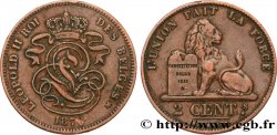 BELGIUM 2 Centimes lion monogramme de Léopold II 1870 