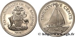 BAHAMAS 25 Cents Proof sloop 1974 