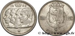 BELGIQUE 100 Francs armes au lion / portraits des quatre rois de Belgique, légende française 1950 