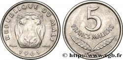 MALI 5 Francs Malien hippopotame 1961 