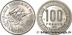 CONGO (RÉPUBLIQUE) Essai de 100 Francs type “BCEAC”, antilopes 1975 Paris
