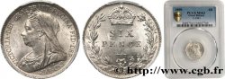REGNO UNITO 6 Pence Victoria tête voilée 1899  MS63 PCGS