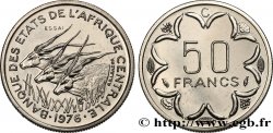 ESTADOS DE ÁFRICA CENTRAL Essai de 50 Francs antilopes lettre ‘C’ Congo 1976 Paris