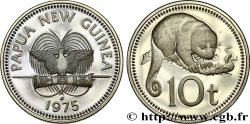 PAPUA NEW GUINEA 10 Toea Proof oiseau de paradis / cuscus 1975 