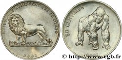 Giraffe Lion animal wildlife coin 2002 Congo 50 centimes 