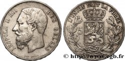 BELGIQUE 5 Francs Léopold II 1875 