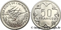 STATI DI L  AFRICA CENTRALE Essai de 50 Francs antilopes lettre ‘C’ Congo 1976 Paris