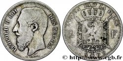 BELGIQUE 2 Francs Léopold II légende française 1868 