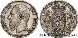 BELGIEN 5 Francs Léopold II 1873 