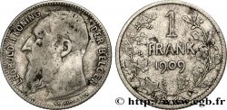 BELGIQUE 1 Frank (Franc) Léopold II légende flamande 1909 