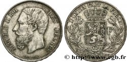 BELGIUM 5 Francs Léopold II 1870 
