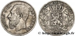 BELGIEN 5 Francs Léopold II 1870 