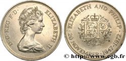 UNITED KINGDOM 25 New Pence (1 Crown) 25e anniversaire de mariage d’Elisabeth II 1972 