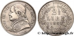 VATICAN AND PAPAL STATES 2 1/2 Lire Pie IX an XXI 1867 Rome