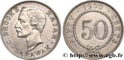 SARAWAK 50 Cents Rajah C. Brooke 1900 Heaton AU 