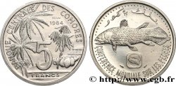 COMORES Essai de 5 Francs poisson coelacanthe / cocotiers 1984 Paris