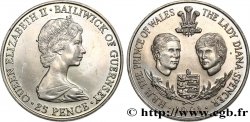 GUERNSEY 25 Pence Mariage Prince Charles et Lady Diana Spencer 1981 