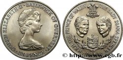 GUERNESEY 25 Pence Mariage Prince Charles et Lady Diana Spencer 1981 