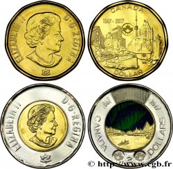 KANADA Lot de 2 monnaies de 1 & 2 dollars 150 ans du Canada 2017 
