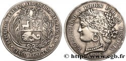 PERU 5 Pesetas 1882 Lima XF 
