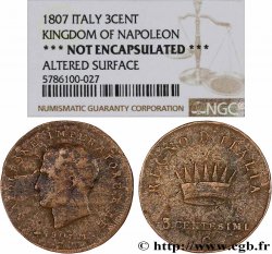 ITALY - KINGDOM OF ITALY - NAPOLEON I Épreuve 3 Centesimi 1807 Milan