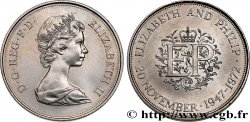 VEREINIGTEN KÖNIGREICH 25 New Pence (1 Crown) 25e anniversaire de mariage d’Elisabeth II 1972 