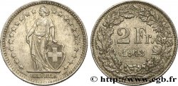SUISSE 2 Francs Helvetia 1943 Berne TTB+ 