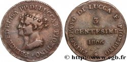 ITALY - PRINCIPALTY OF LUCCA AND PIOMBINO - FELIX BACCIOCHI AND ELISA BONAPARTE 3 Centesimi 1806 Florence