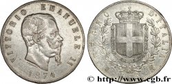 ITALIE 5 Lire Victor Emmanuel II 1874 Milan