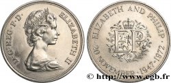 ROYAUME-UNI 25 New Pence (1 Crown) 25e anniversaire de mariage d’Elisabeth II 1972 