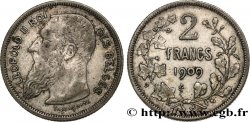 BELGIQUE 2 Francs Léopold II légende française 1909 