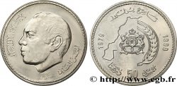 MAROC 50 Dirhams roi Hassan II AH 1399 50e anniversaire du roi 1979 