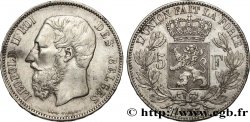 BELGIQUE 5 Francs Léopold II 1873 