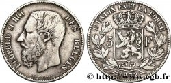 BELGIQUE 5 Francs Léopold II 1872 