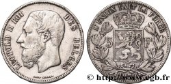 BELGIEN 5 Francs Léopold II 1870 