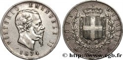 ITALIE 5 Lire Victor Emmanuel II 1874 Milan