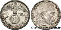 ALLEMAGNE 2 Reichsmark aigle surmontant une swastika / Maréchal Paul von Hindenburg 1939 Berlin